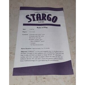 Vintage 1999 Stargo Game Replacement Piece Instructions